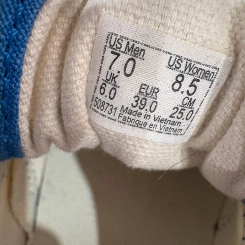 Vans Blue Canvas Low-Top Sneakers with Swirl Accent